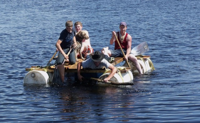 Testing the raft..Caleb, Peter, Clayton and Luke.