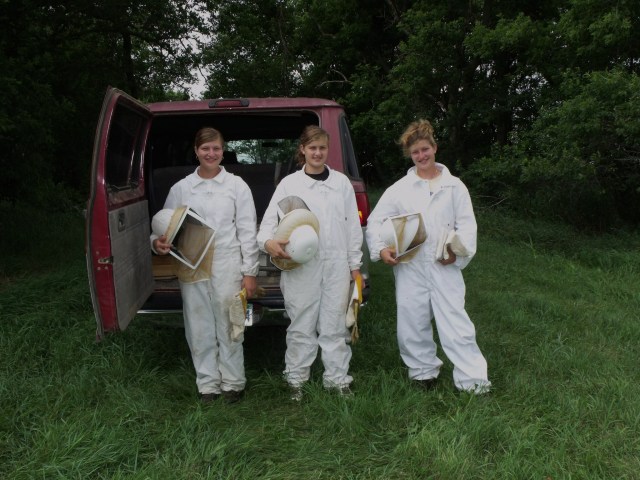Vested up and ready to harvest honey!