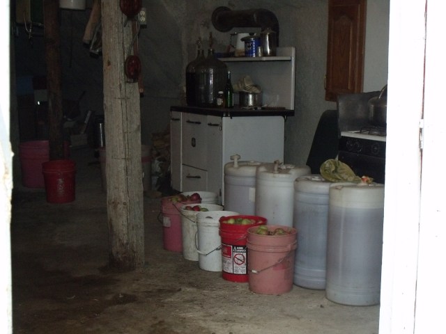 60 gallons home made wine and apples for pie filling.