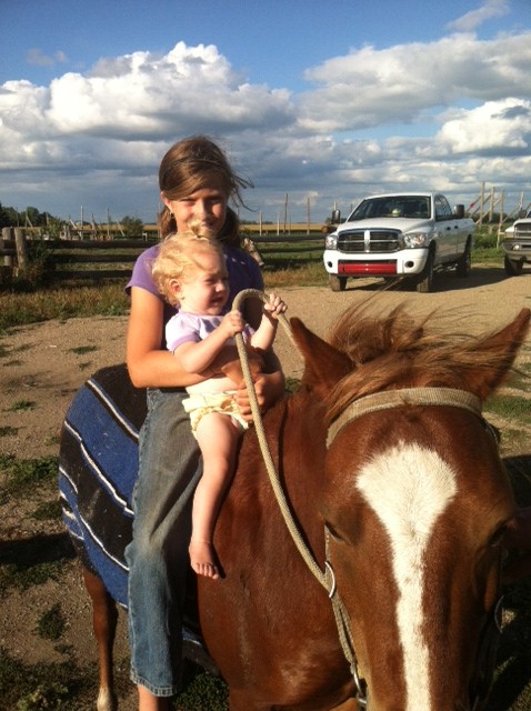 Isabella Angel and Kallie Jo Ryland riding horse this afternoon. What a beautiful day!