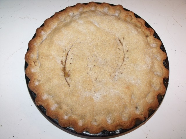 This is a baked apple pie that we tested out to make sure it worked after having been frozen.