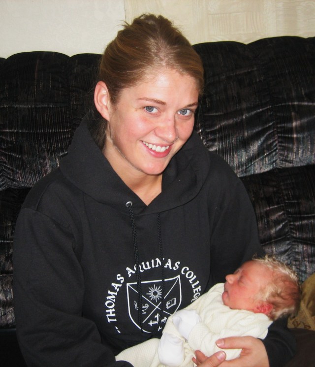 Aunt Mary and her new nephew.