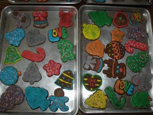 The kids baked ginger bread cut outs, a Christmas tradtion.