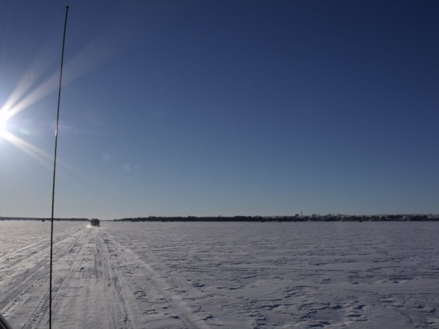 Driving out onto the huge lake with the window down, just to make me feel better:)