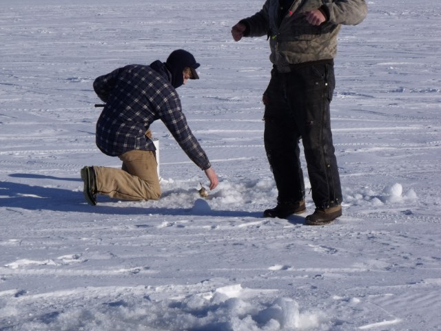 Caleb pulling up the second fish of the day.