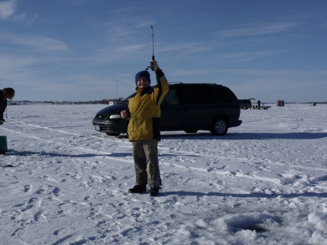 One happy boy, Mario shows off his catch.
