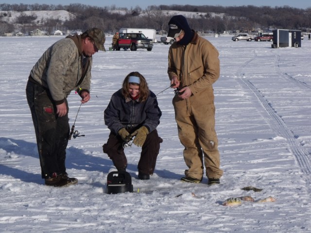 This particular hole produced quite a few fish for a short period of time.  They are waiting patiently here.