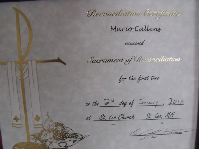 Mario's certificate!