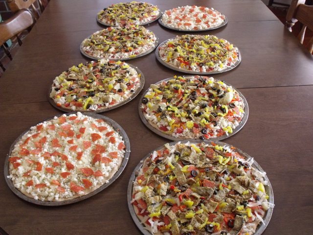 Pizza for the Fat Tuesday party.