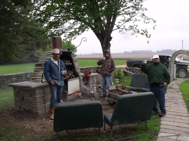 Fred, Peter and ,my Uncle Gino tried their best to heat the stove but it was the wind that kept us from cooking out of doors.
