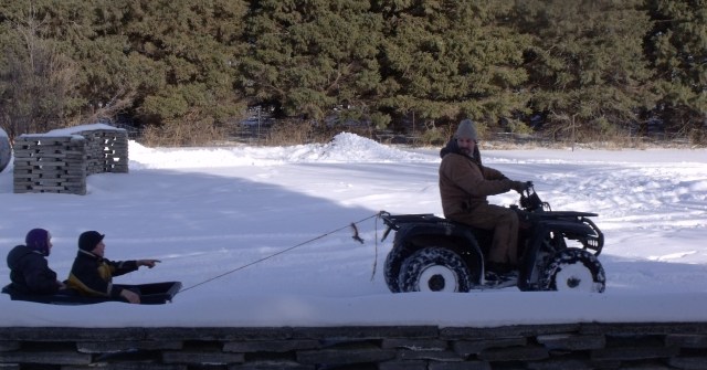 Fred having fun with Mario and Bella during Christmas.