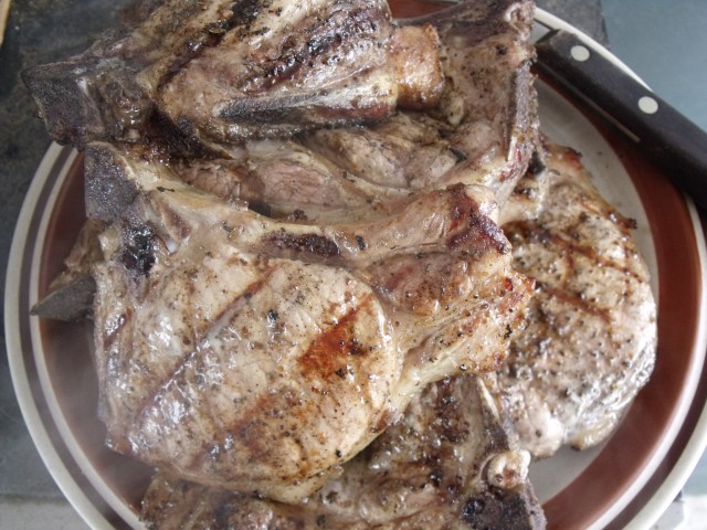 Grilled pork chops, farm fresh. These are juicy!