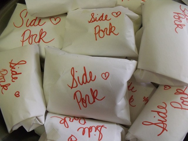Side pork cut and packaged with love by me!