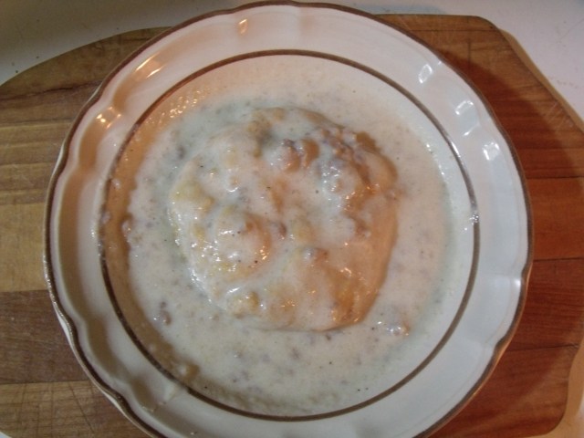 Our own pork, Biscuits and Gravy. The kids love this. Secret ingredient is sage:)