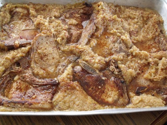 Pork Chops, Sauerkraut bake.