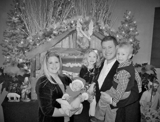 Francesca, Josie, Kallie Jo, Peter and Blasé Ryland at the manger scene in St. Leo.