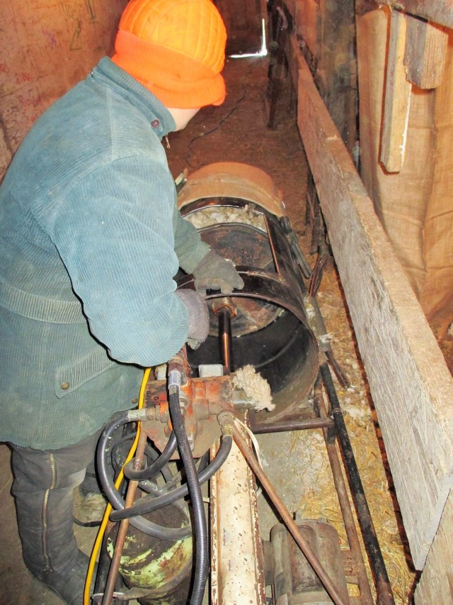 Mario is in charge of packing the wool.  He does a great job!