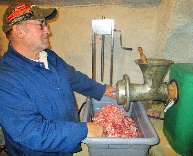 This was our first test of the grinder before Fred built the safety tray.