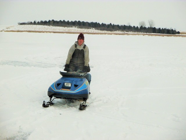 Caleb enjoying a Sunday on the frozen pond.