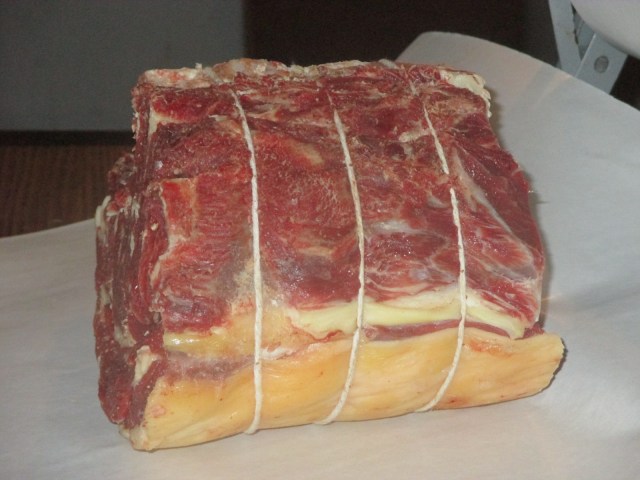 Prime Rib Roast tied and ready.