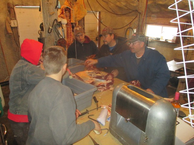 Alan Ferber teaches his eager students when we processed a cow recently. He's fun and amazing.