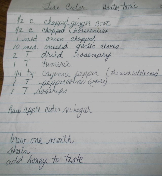 Here is the recipe. The only thing I added was dried elderberries. Using this on the family now to keep them flu free. Wish me luck. 