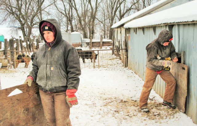 Marisa and Silvana working out in the cold.